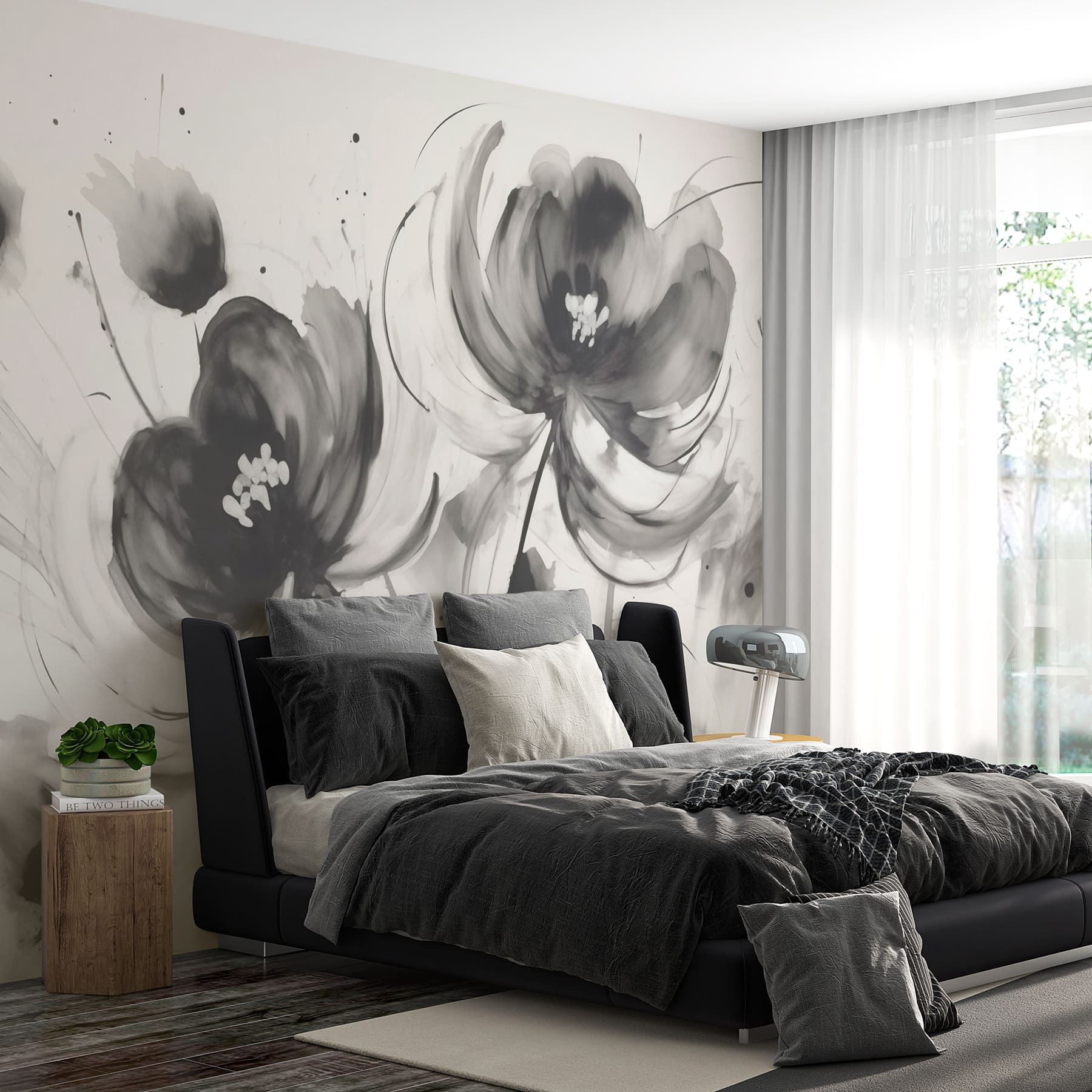 Painting of flowers on a white surface