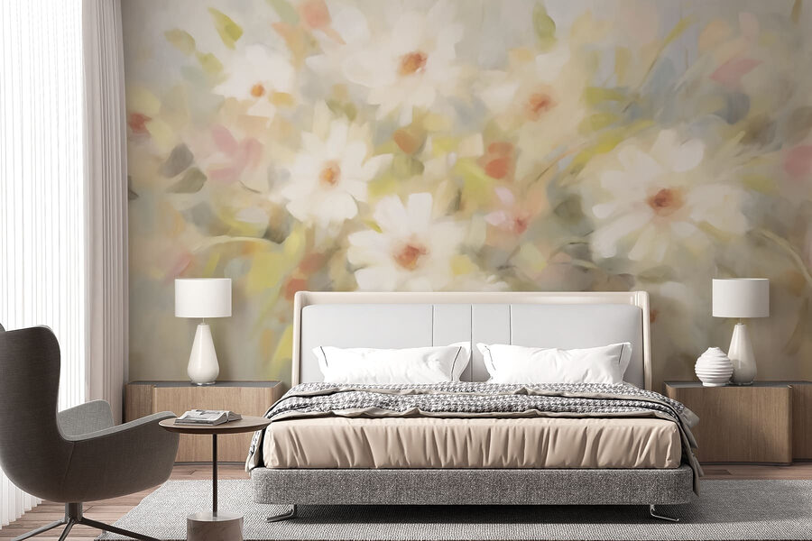 Pintura de flores brancas