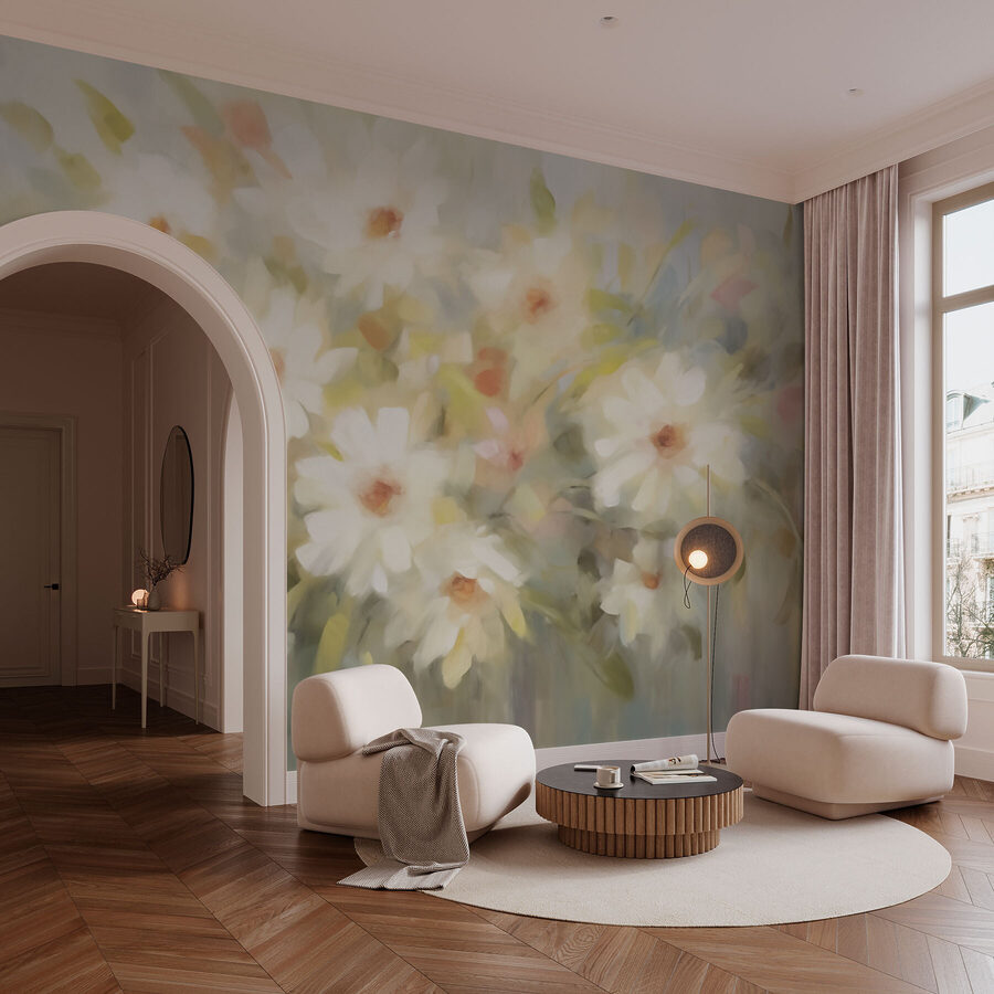 Pintura de flores brancas