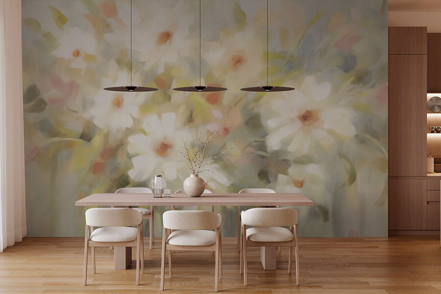 Pintura de flores brancas