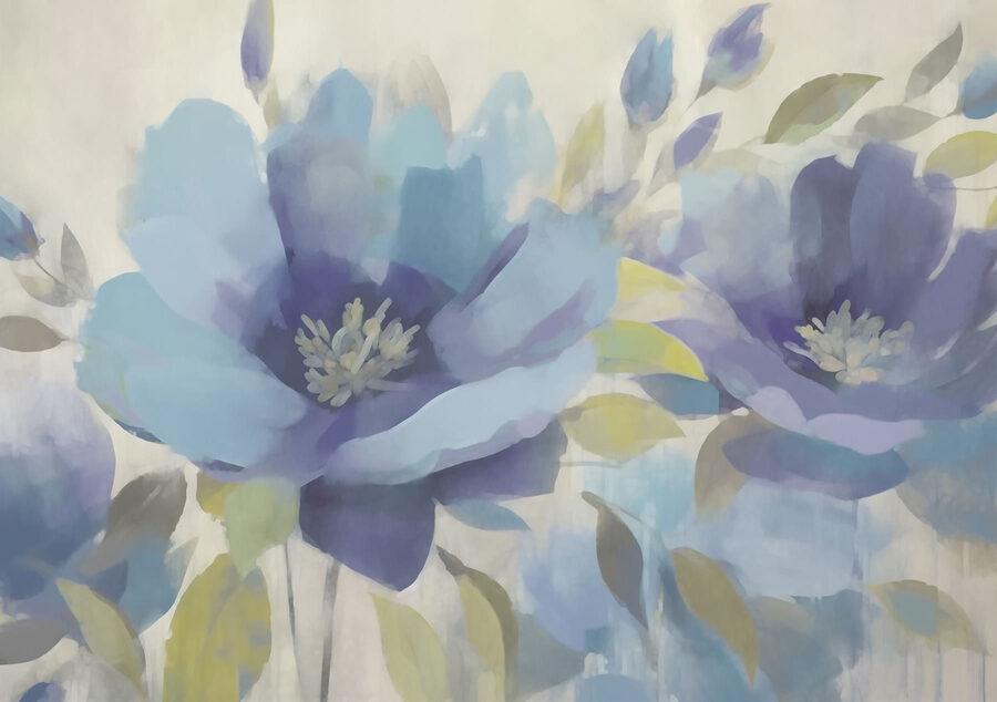Pintura de flores e folhas