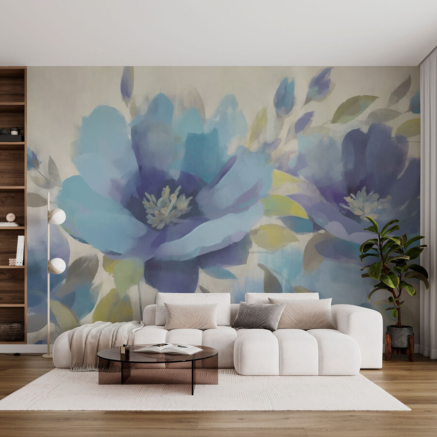 Pintura de flores e folhas