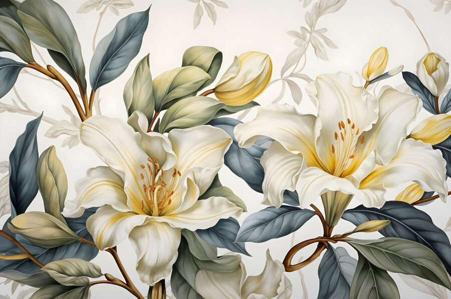 Flores delicadas no meio de uma vegetação luxuriante