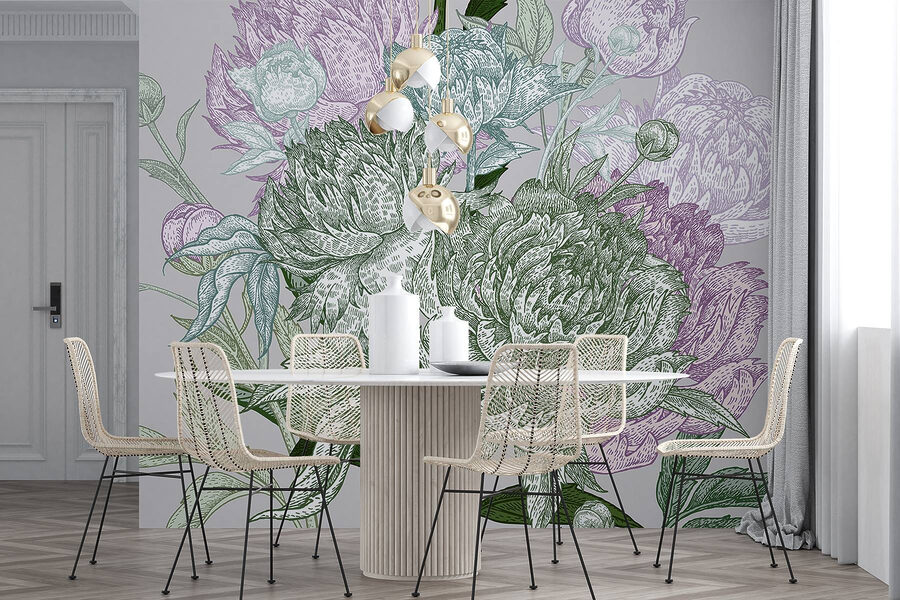 Ilustração floral vibrante com pormenor Ilustração floral vibrante com pormenor
