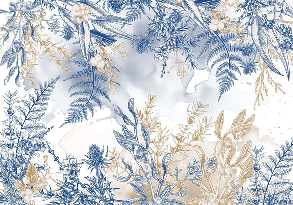 Padrão floral azul e branco Padrão floral azul e branco