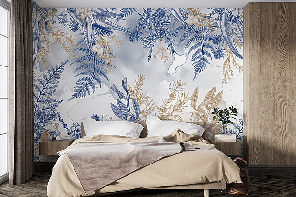 Padrão floral azul e branco Padrão floral azul e branco
