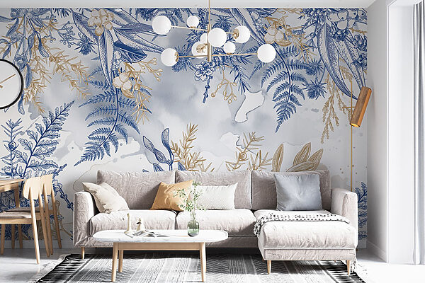Padrão floral azul e branco Padrão floral azul e branco
