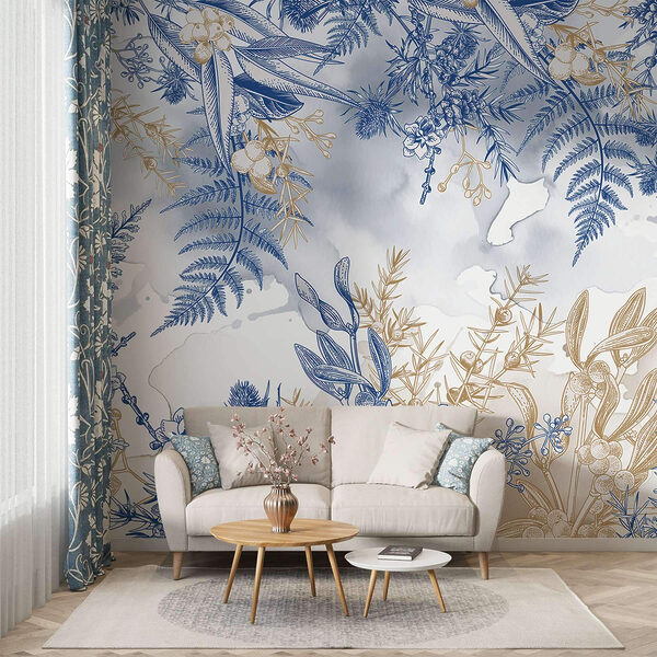 Padrão floral azul e branco Padrão floral azul e branco