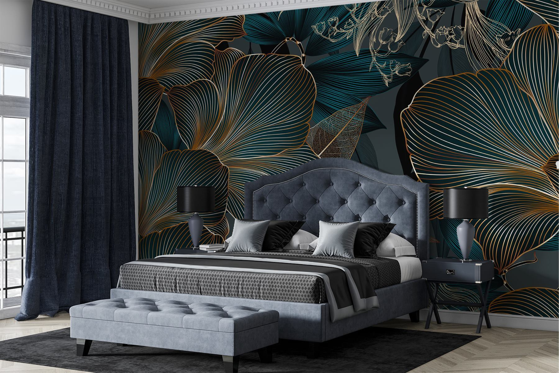 Elegant floral design in dark tones