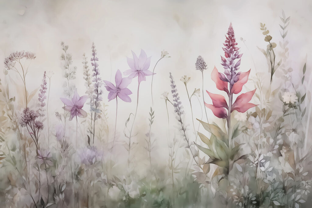 Pintura de flores num campo Pintura de flores num campo