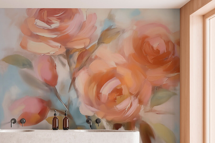 Pintura de flores sobre uma superfície branca Pintura de flores sobre uma superfície branca