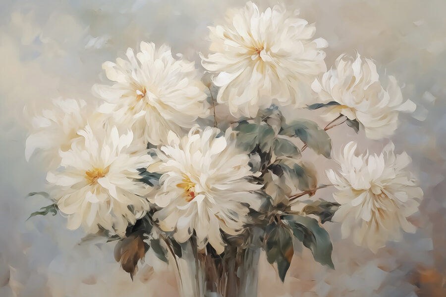 Pintura de flores brancas