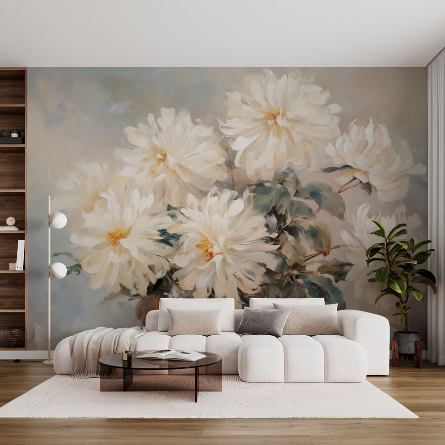 Pintura de flores brancas