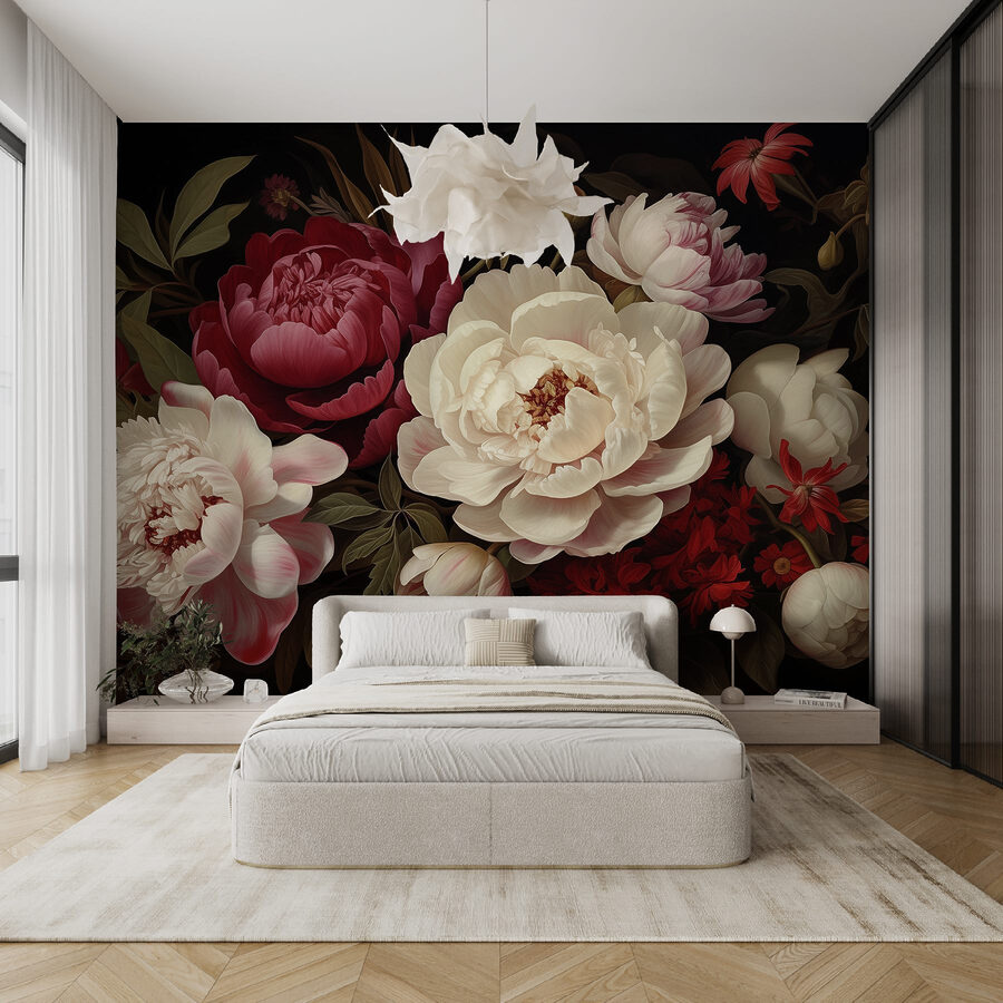 Pintura de flores sobre um fundo preto