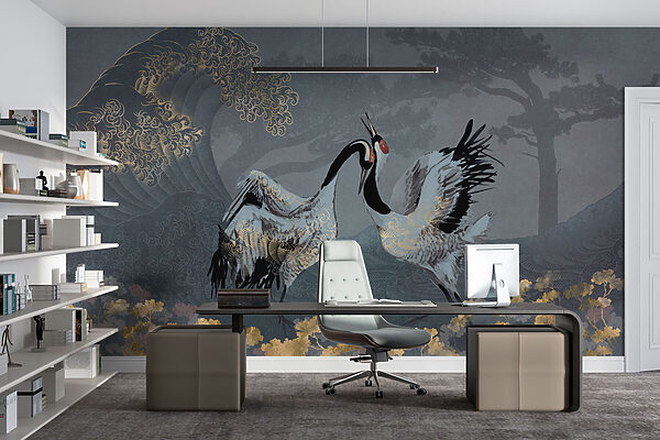 Two birds standing in a field