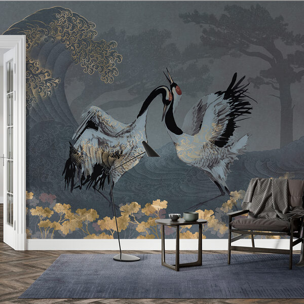 Two birds standing in a field