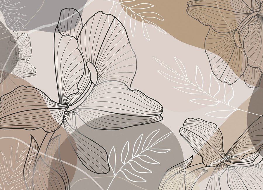 Desenho elegante de linhas florais.