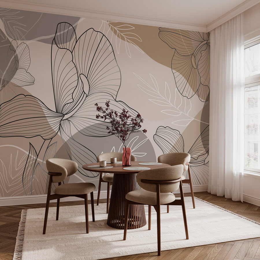 Desenho elegante de linhas florais.