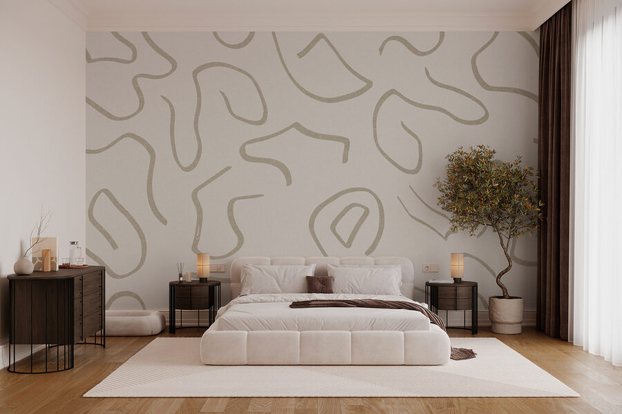 Papel de parede Padrão branco e castanho - Image 2