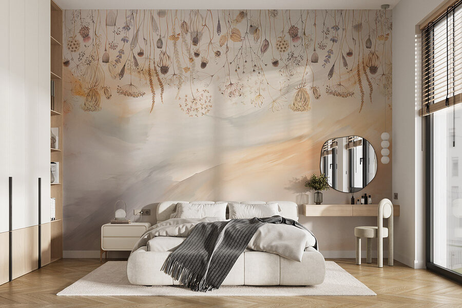 Pintura de flores e plantas secas