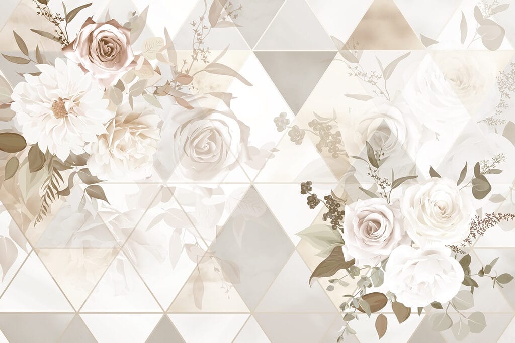 Papel de parede com flores e triângulos Papel de parede com flores e triângulos