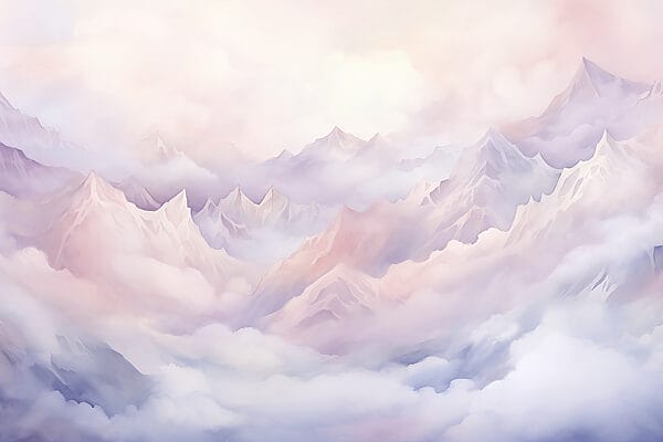 Mountain range with clouds