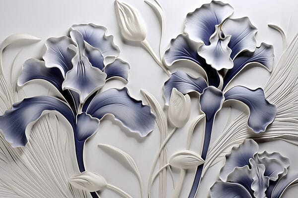 Arte para parede com flores e folhas Arte para parede com flores e folhas