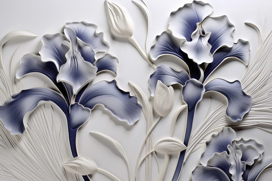 Arte para parede com flores e folhas