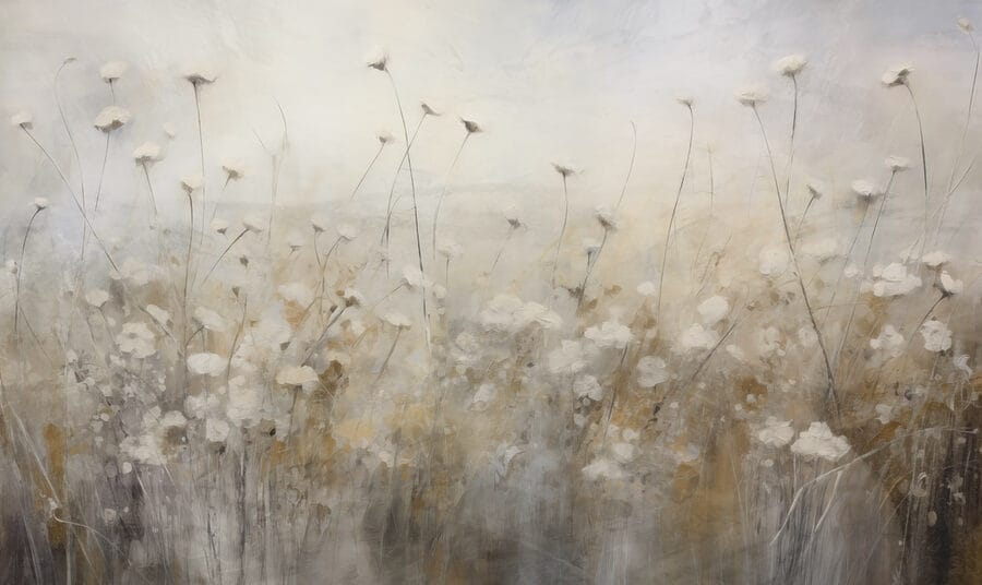 Pintura de flores brancas