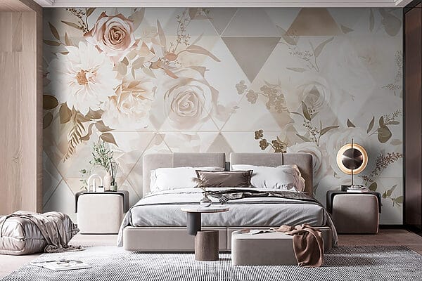 Papel de parede com flores e triângulos Papel de parede com flores e triângulos