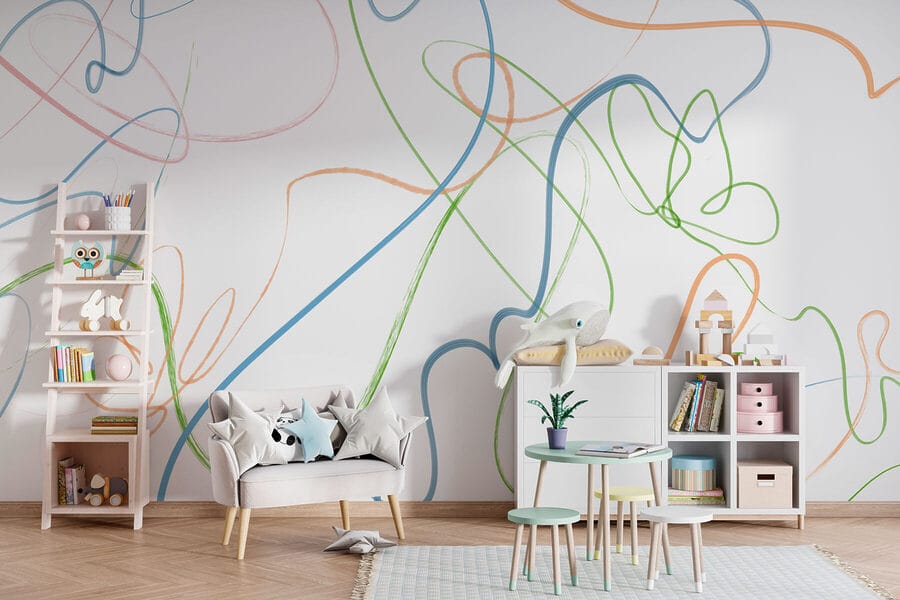 Linhas coloridas sobre um fundo branco