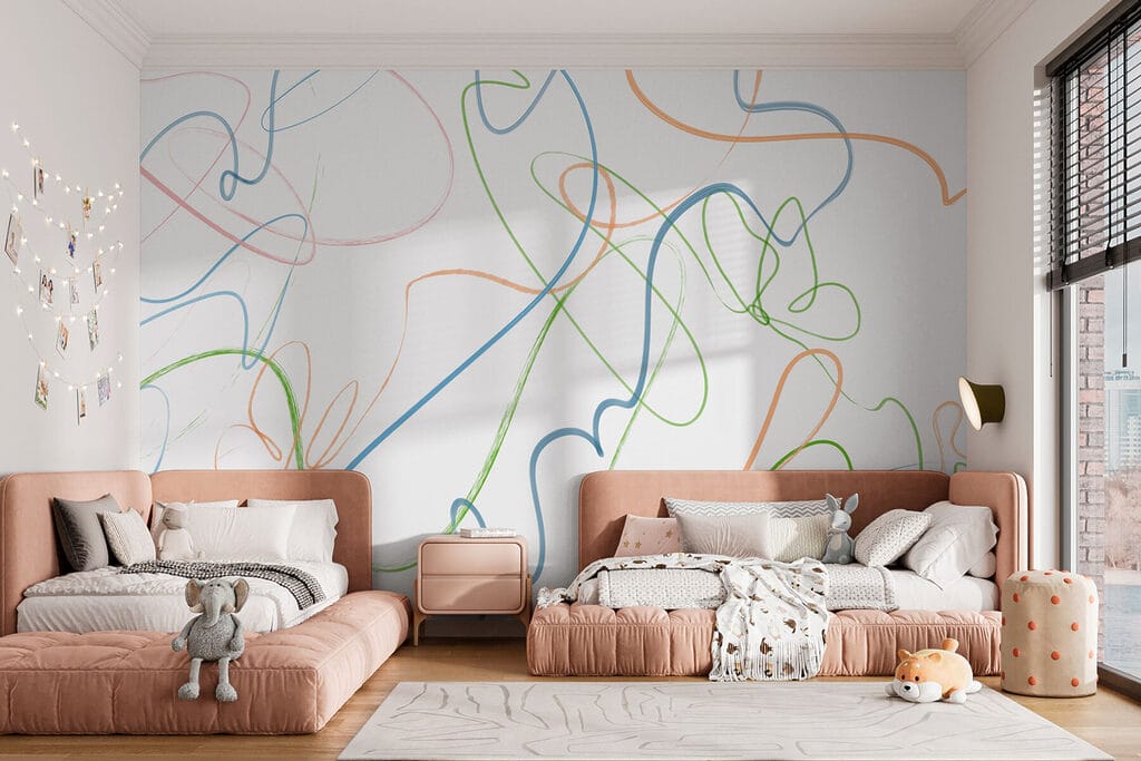 Colorful lines on a white background