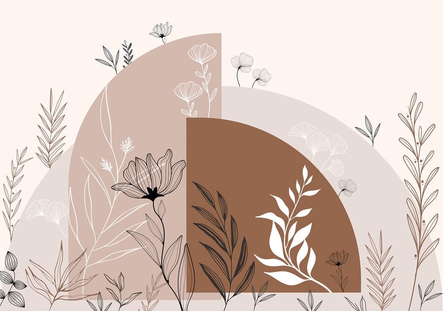 Desenho gráfico de flores e folhas