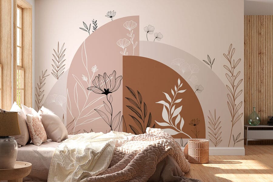 Desenho gráfico de flores e folhas