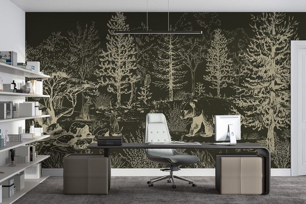 Bear walking in the woods