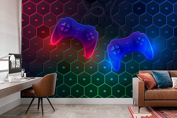 Controlador de jogos sobre um fundo hexagonal Controlador de jogos sobre um fundo hexagonal