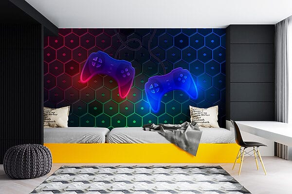 Controlador de jogos sobre um fundo hexagonal Controlador de jogos sobre um fundo hexagonal