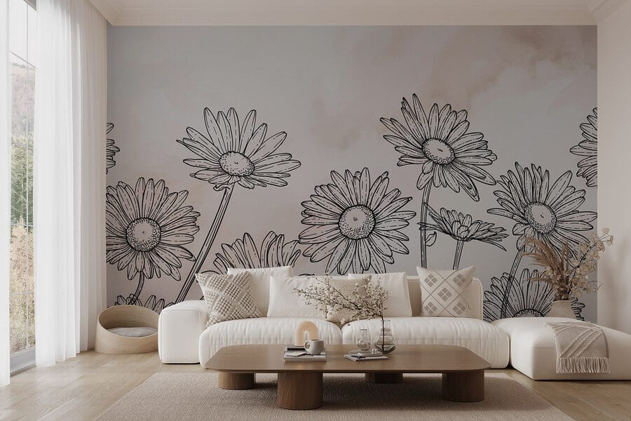 Grupo de flores sobre um fundo branco
