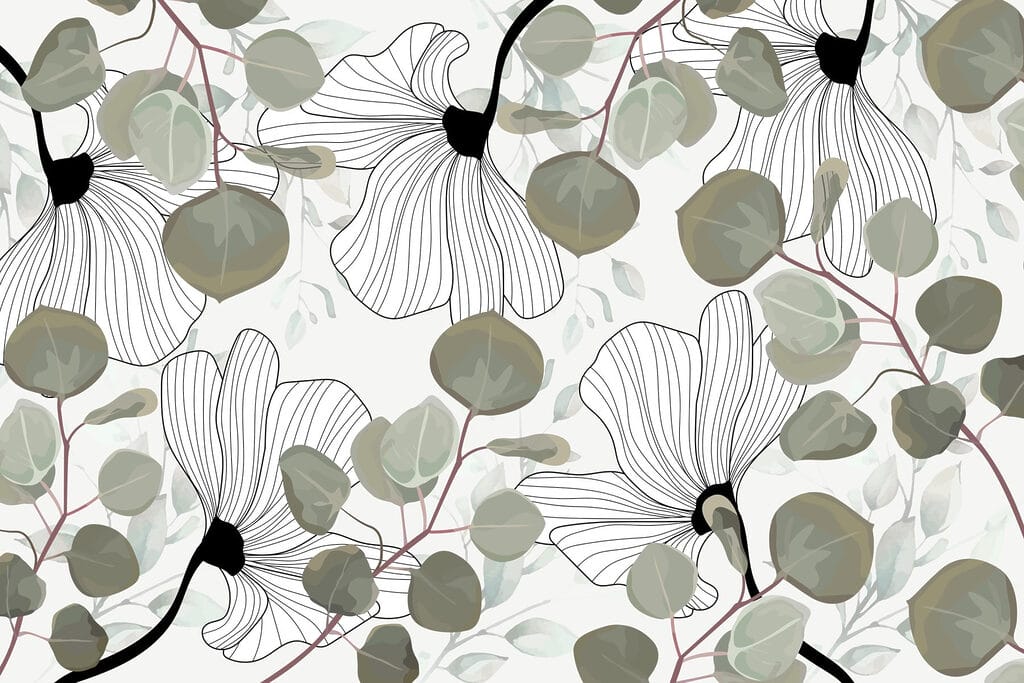 Padrão floral com folhas Padrão floral com folhas