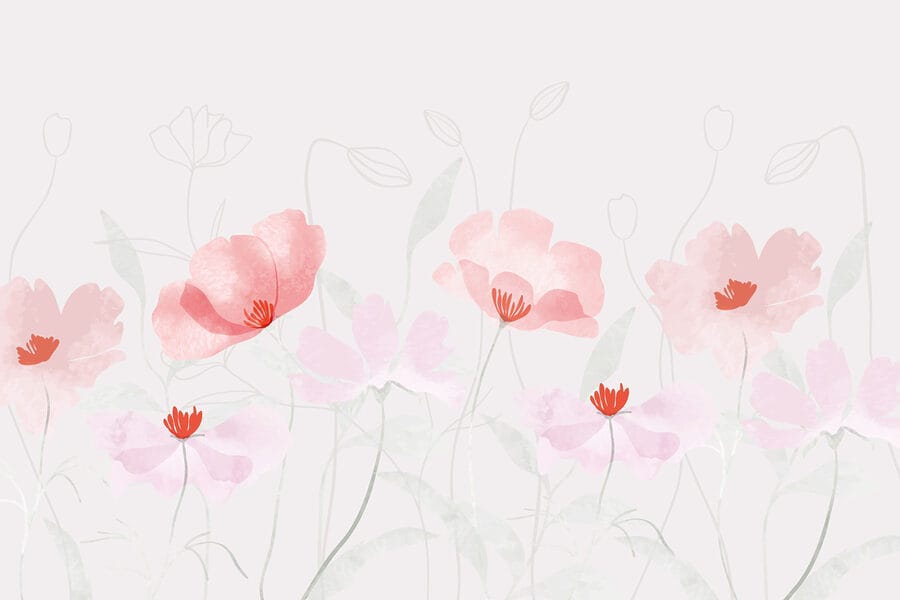 Papel de parede Grupo de flores cor-de-rosa - Image 3