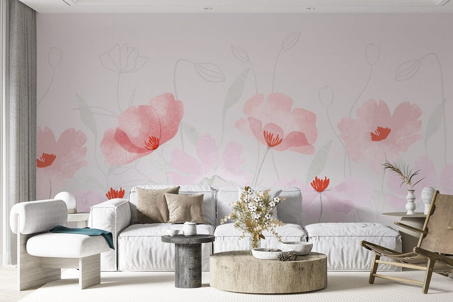 Papel de parede Grupo de flores cor-de-rosa - Image 2