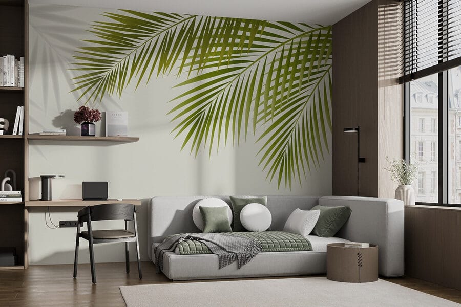 Folhas verdes sobre um fundo branco