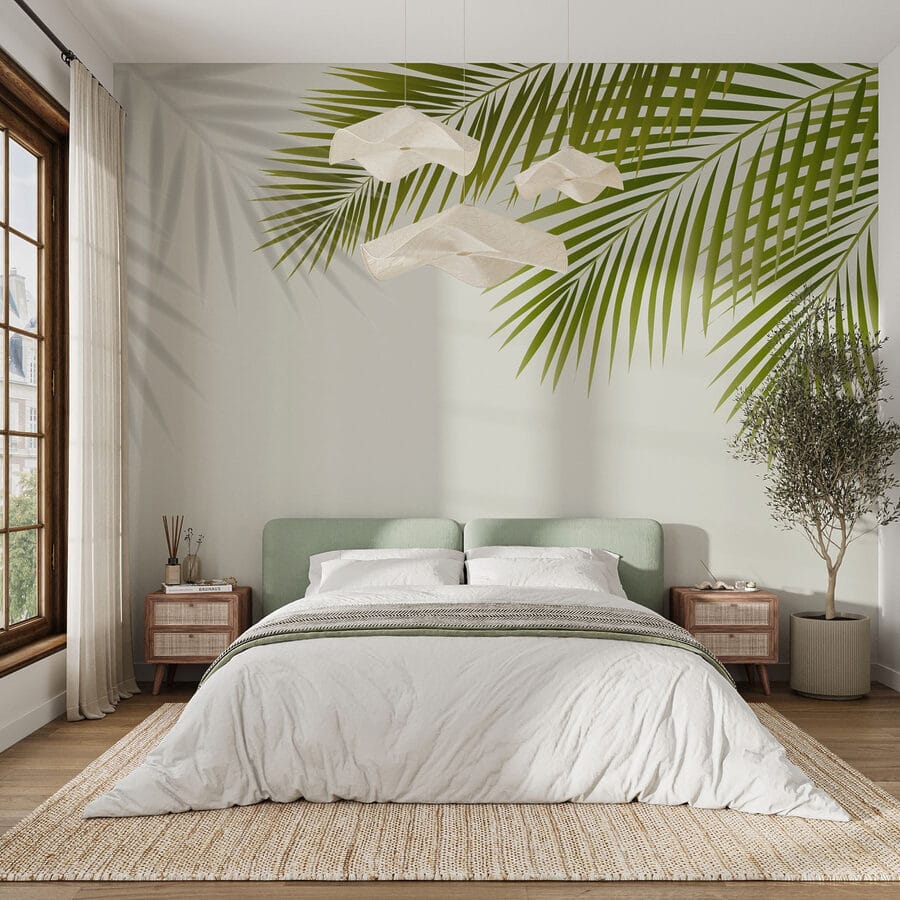 Folhas verdes sobre um fundo branco