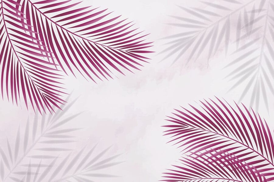 Folhas roxas sobre um fundo branco