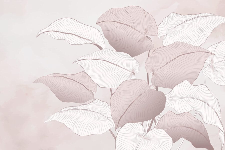 Folhas delicadas em tons suaves.