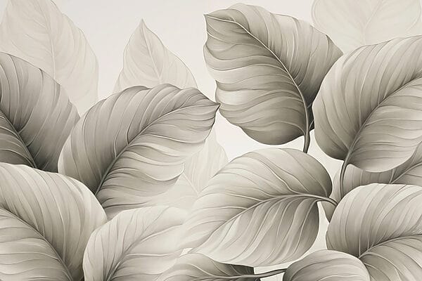Lush leaves in soft monochrome hues
