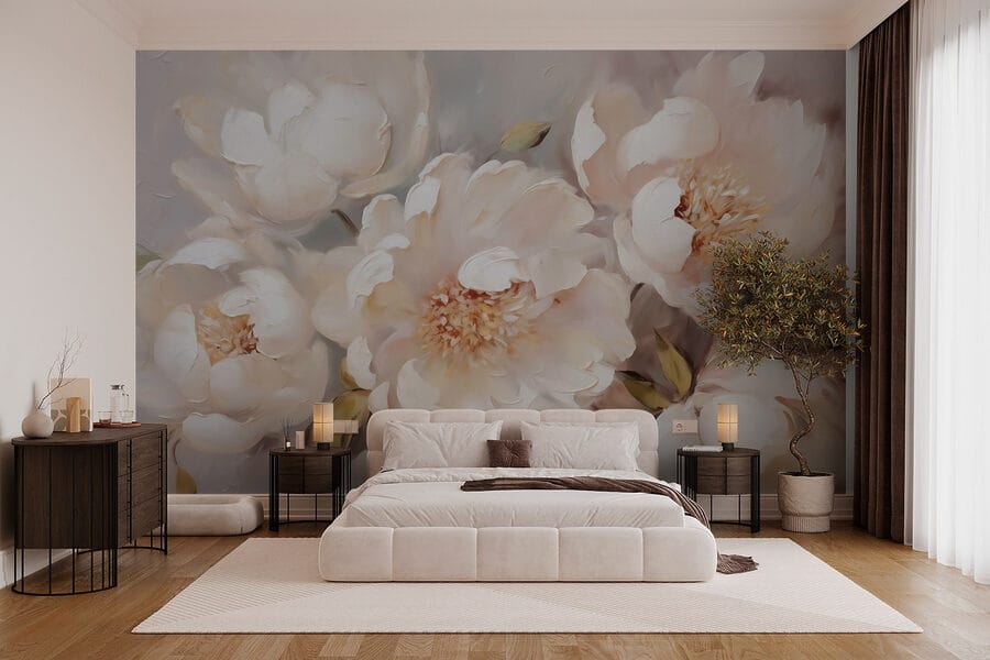 Pintura de flores brancas Pintura de flores brancas