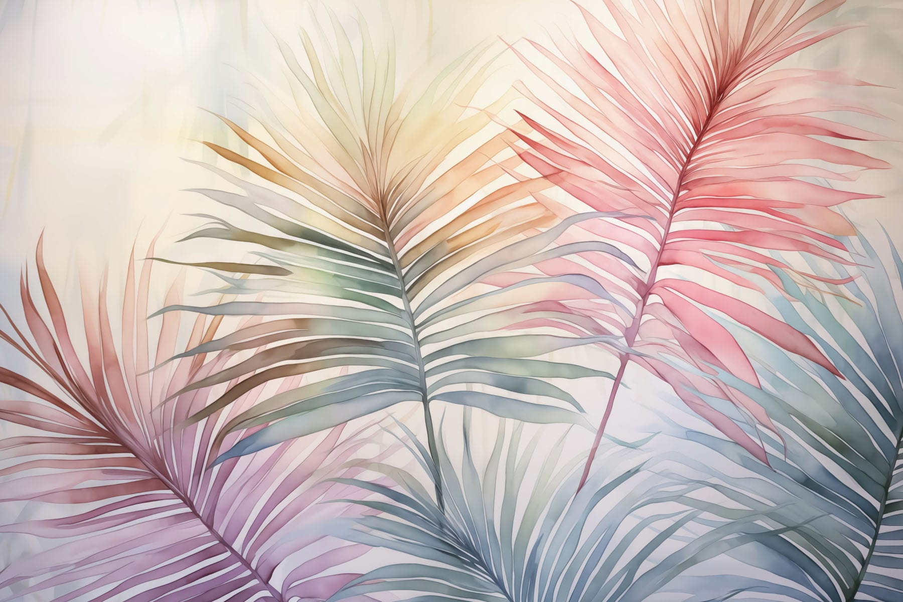 Soft hues of delicate palm leaves Soft hues of delicate palm leaves
