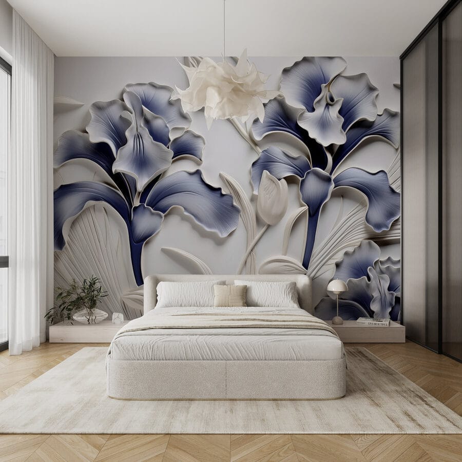 Arte para parede com flores e folhas