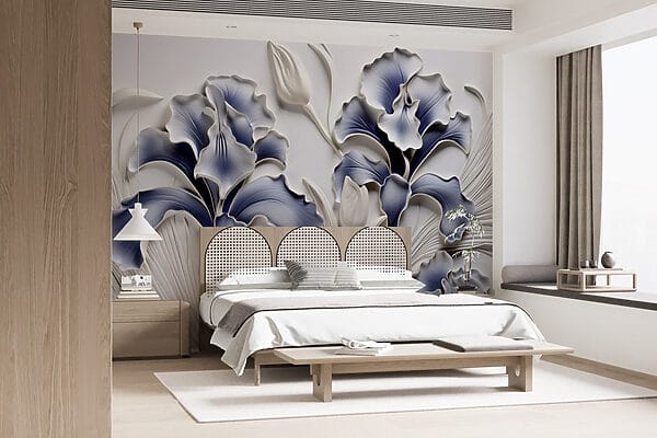 Arte para parede com flores e folhas Arte para parede com flores e folhas
